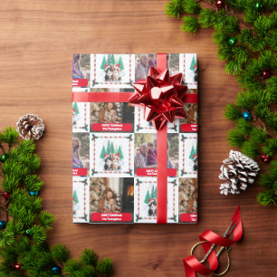 Family Photo Cats Christmas Tree Modern Wrapping Paper