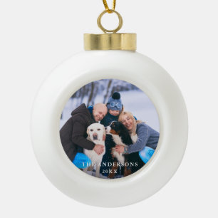 Family Photo Ceramic Ball Christmas Ornament