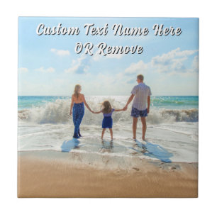 Family Photo Ceramic Tile Personalised Text