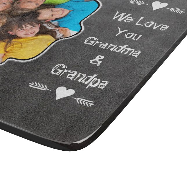 Family Photo Chalkboard We Love YOU Cutting Board (Corner)