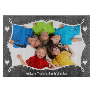 Family Photo Chalkboard We Love YOU Cutting Board