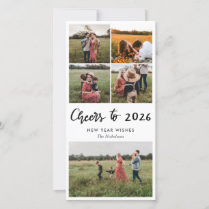 Family Photo   Cheers To 2026 Script New Year Holiday Card