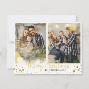 Family Photo Christmas Card Gold Confetti card