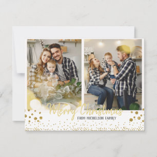 Family Photo Christmas Card Gold Confetti card