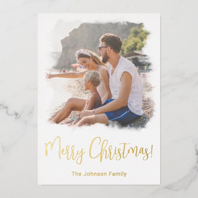 Family Photo Christmas Card Watercolor Template (Front)