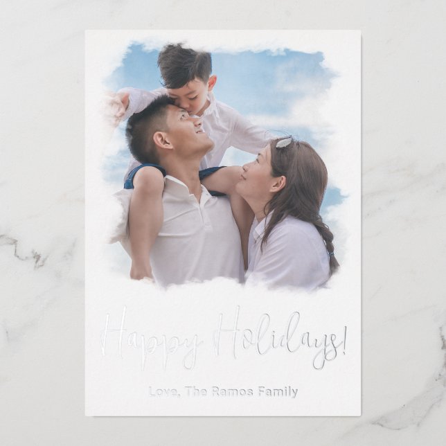 Family Photo Christmas Card Watercolor Template (Front)