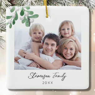 Family Photo Christmas  Ceramic Ornament