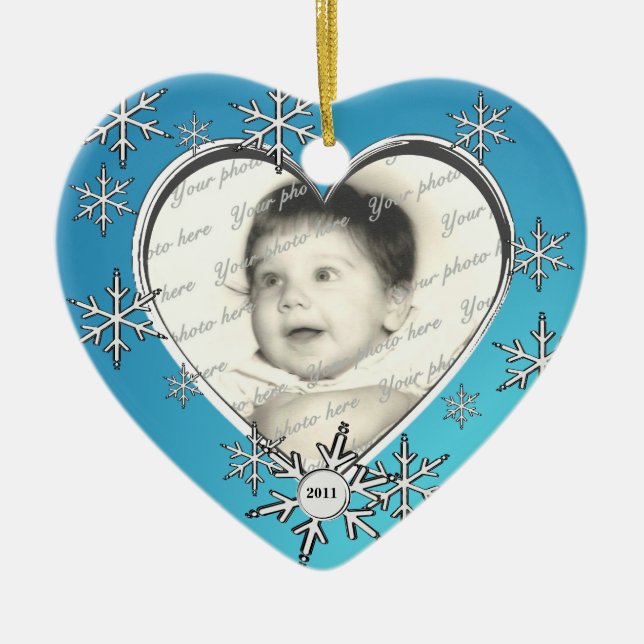 Family Photo Christmas Ceramic Tree Decoration (Front)