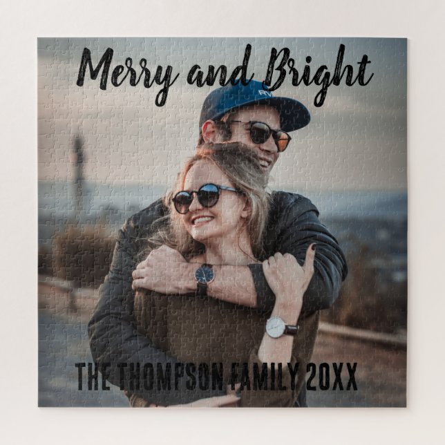 Family photo Christmas gifts Merry and Bright Jigsaw Puzzle (Vertical)