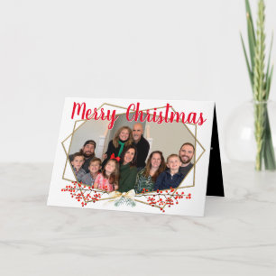 Family Photo Christmas Gold Geometric Frame Holiday Card