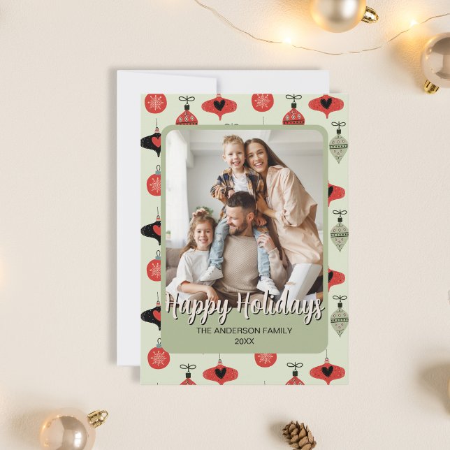 Family Photo Christmas Green   Holiday Card (Family Photo Christmas Green Holiday Card)