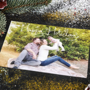 Family Photo Christmas Happy Holidays Snowflake Postcard