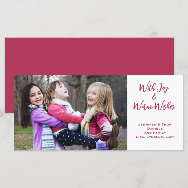 Family Photo Christmas Joy, Warm Wishes (Front/Back)