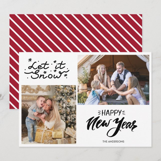 Family Photo Christmas Let it Snow New Year (Front/Back)