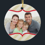 FAMILY PHOTO CHRISTMAS ORNAMENT bold bright stripe<br><div class="desc">A special memento to capture a moment in time - make a new tradition for your family and get one every year... Personalised with your details & photos my modern holiday products are sure to stand out from the rest. TIP :: 1. You can change the fonts, move and add...</div>