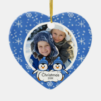 Family Photo Christmas Ornament Cute Penguins
