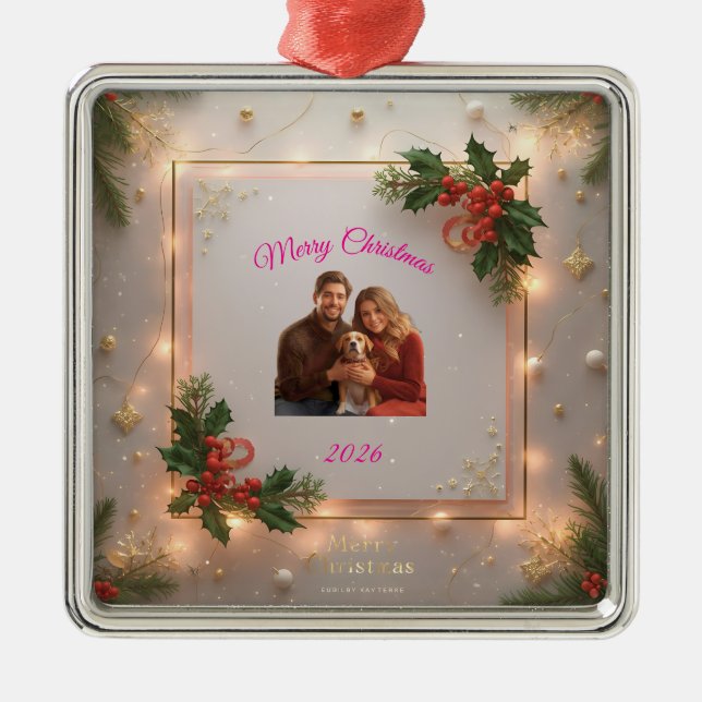 Family Photo Christmas Ornament | Personalized Hol (Front)