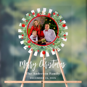 Family Photo Christmas Party Welcome Acrylic Sign