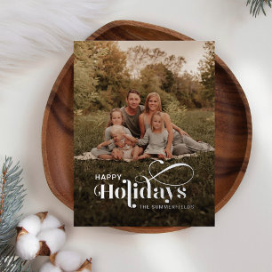 Family Photo Christmas Silver Foil Holiday Postcard