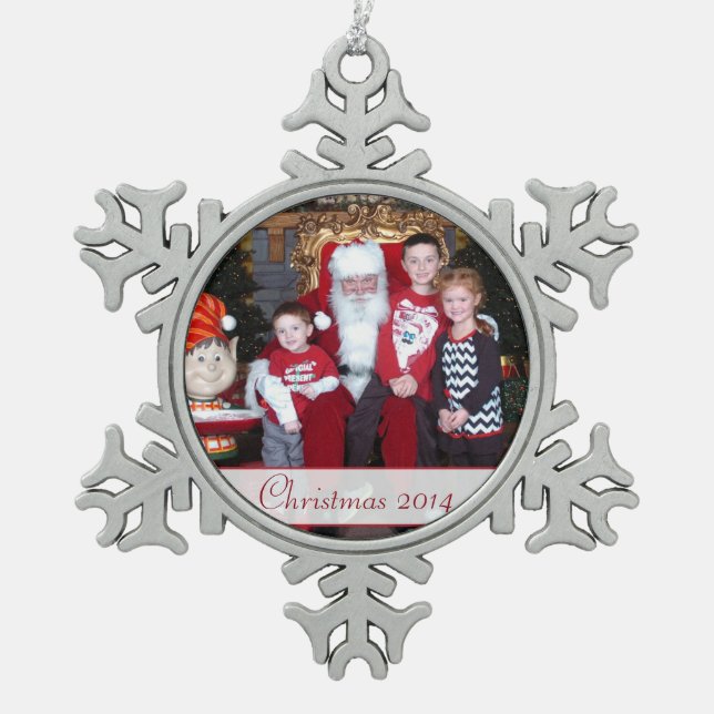 Family Photo Christmas Snowflake Ornament (Front)