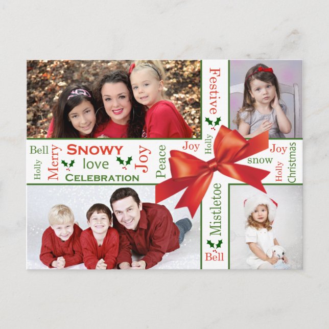 Family photo Christmas themed Holiday Postcard (Front)