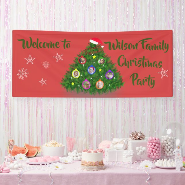 Family Photo Christmas Tree  Banner (Party)
