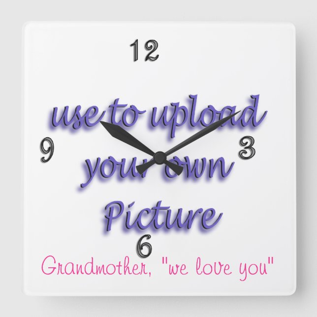 Family Photo Clock- customise and personalise Square Wall Clock (Front)