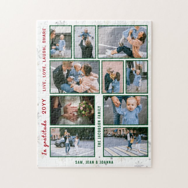 Family Photo Collage 10 Images White Personalised Jigsaw Puzzle (Vertical)