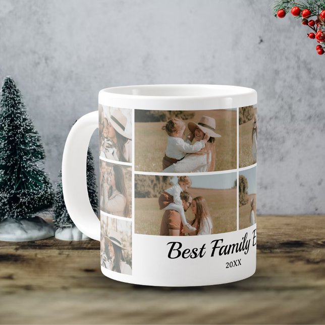 Family Photo Collage - 10 Photos Custom Text  Large Coffee Mug (Creator Uploaded)