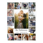 Family Photo Collage 15 Pictures + Name Gray White