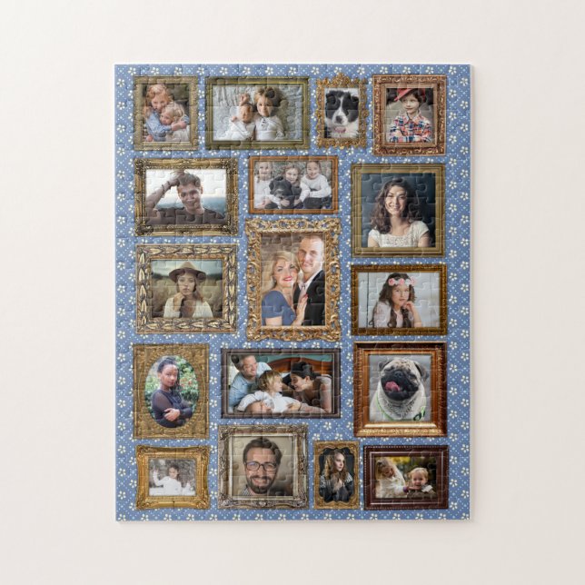 Family Photo Collage 17 Pictures Fancy Frames Easy Jigsaw Puzzle (Vertical)