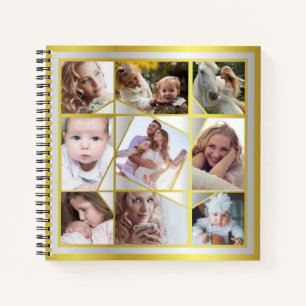 Family Photo Collage 18 Instagram Pic Gold Silver Notebook