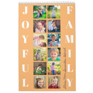 Family photo collage 2026 monogrammed orange calendar