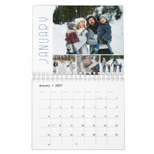 Family Photo Collage 4 Per Month Modern Calendar