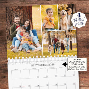 Family Photo Collage 4 Photos Per Month Calendar