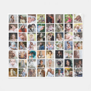 Family Photo Collage 56 Square Picture Easy Custom Fleece Blanket