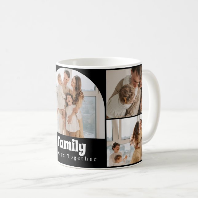Family Photo Collage - 5 Photos and Custom Text  Coffee Mug (Front Right)