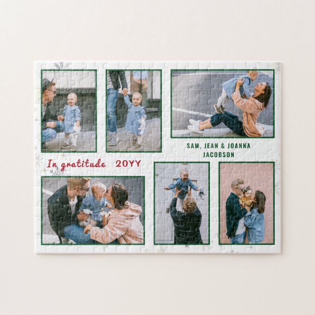 Family Photo Collage 6 Images White Personalised Jigsaw Puzzle (Horizontal)