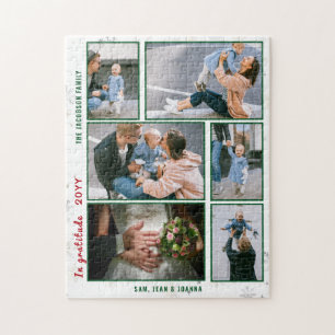 Family Photo Collage 6 Images White Personalised Jigsaw Puzzle