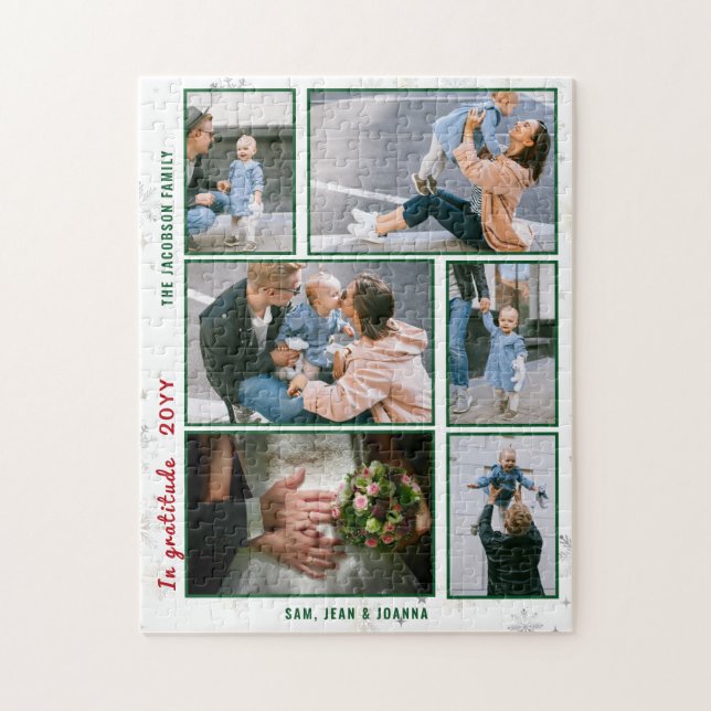 Family Photo Collage 6 Images White Personalised Jigsaw Puzzle (Vertical)