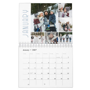Family Photo Collage 6 Per Month Modern Calendar