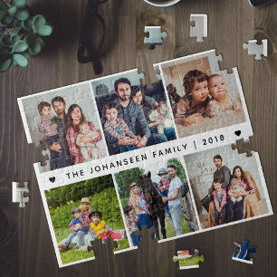 Family Photo Collage 6 Picture Memories Keepsake Jigsaw Puzzle