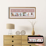 FAMILY Photo Collage 6 Picture Strip Pink Custom Poster<br><div class="desc">Personalised poster print with the word FAMILY lettered above your photos. The photo template is set up for you to add 6 of your favourite pictures, which are displayed in square format in a simple, strip style, photo collage. This smart and stylish custom piece has a soft colour palette of...</div>