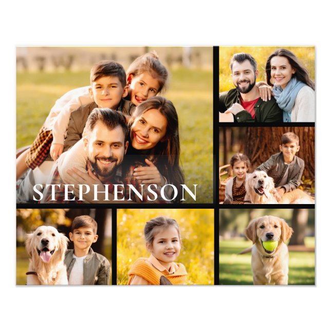 Family Photo Collage 6 Pictures Name Black (Front)
