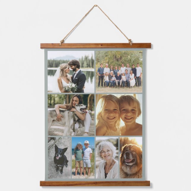 Family Photo Collage 8 Images Custom Hanging Tapestry (Front)