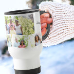 Family Photo Collage - Add 5 Photos & Custom Text Travel Mug<br><div class="desc">Personalise this handy travel mug with your favourite photos from your family reunion or vacation. The template is set up ready for you to add up to 5 photos. The main photo will be used as the background and the remaining 4 photos will be laid out in a zig-zag photo...</div>