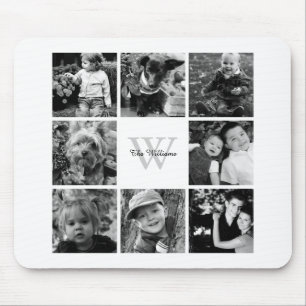 Family Photo Collage and Monogram Mouse Mat
