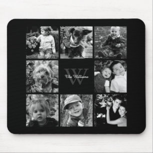 Family Photo Collage and Monogram Mouse Mat