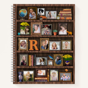 Family Photo Collage Antique Bookcase Personalised Notebook