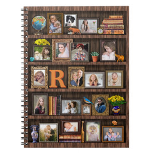Family Photo Collage Antique Bookcase Personalised Notebook